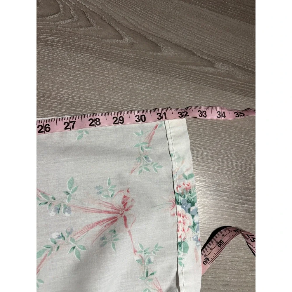 Vintage JC Penney Twin Flat Sheet Floral Rose Bow Cottagecore USA 66x92 Country